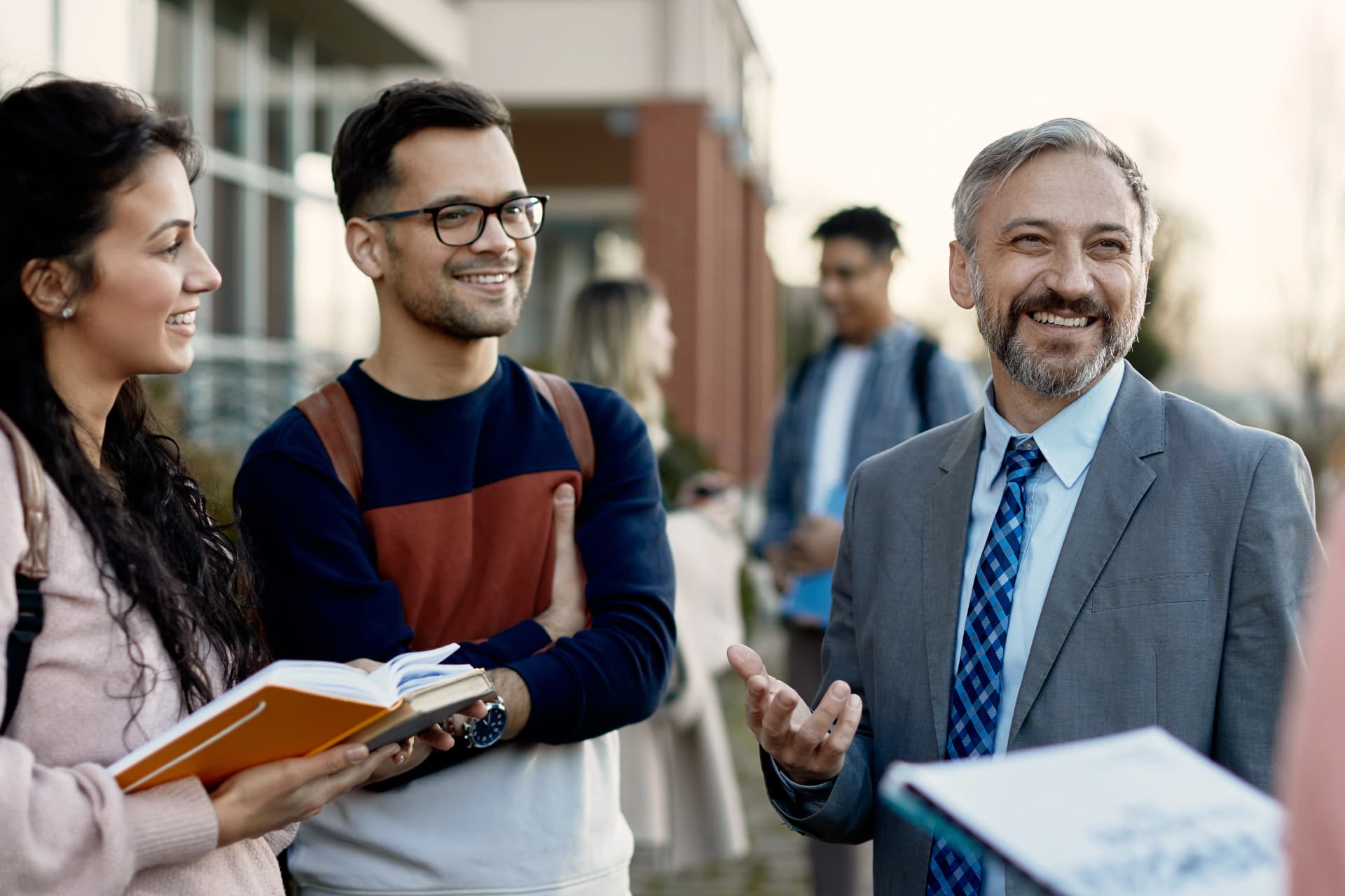 Students studying in a college environment