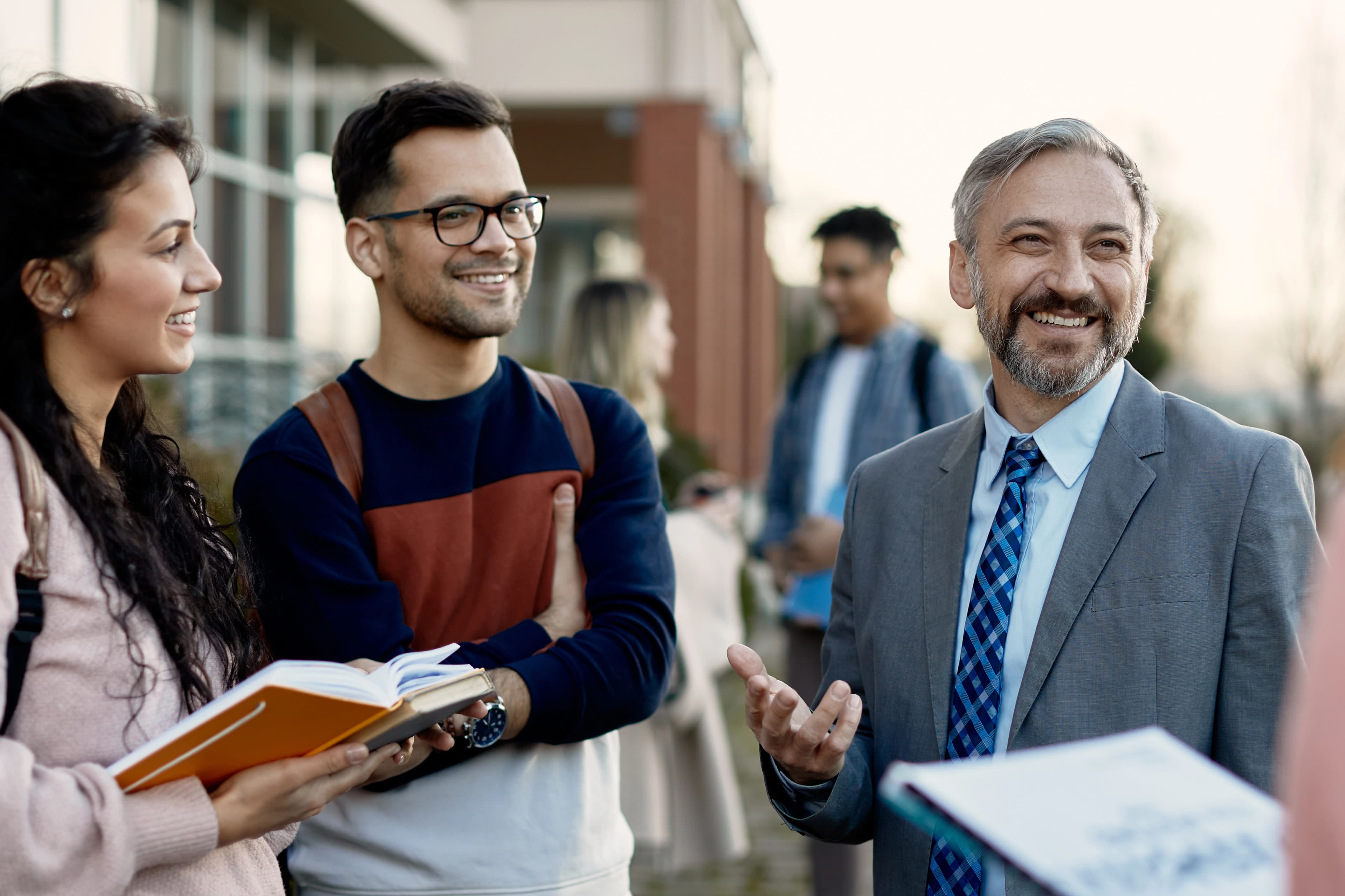 Students studying in a college environment